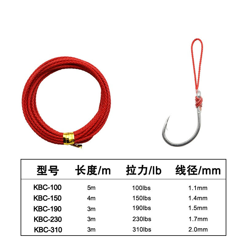 Assist hook PE binding wire 100lbs 150lbs 190lbs 230lbs 310lbs Kevlar braided core red