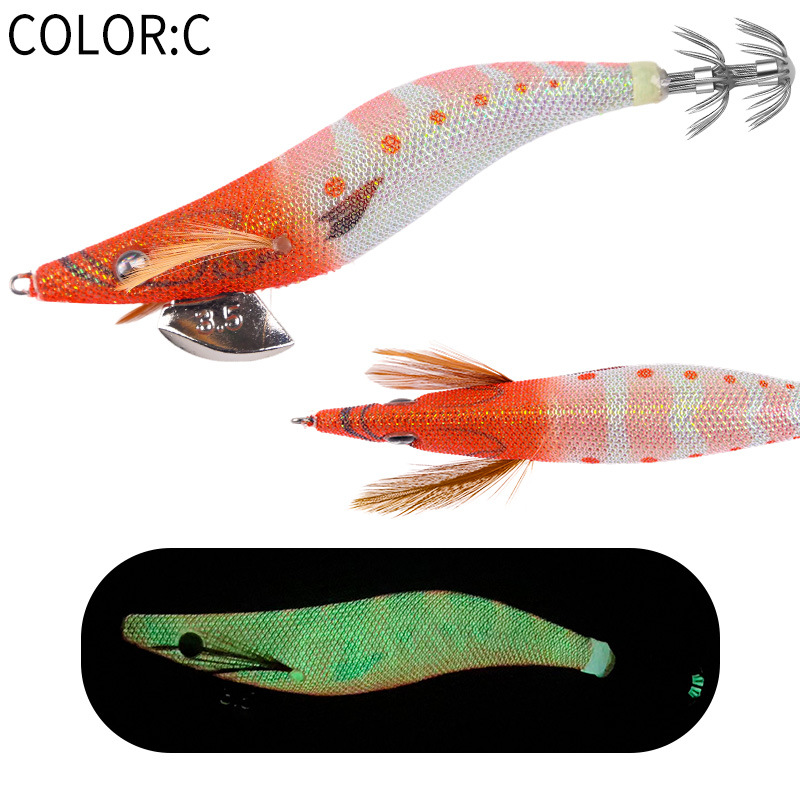 New Squid Hook #2.5/10g #3.0/15g #3.5/20g Rapid inkiSng Artificial Luminous Squid Jigging Bait Wood Shrimp Hooks for Saltwater Tackle Fishing Lure