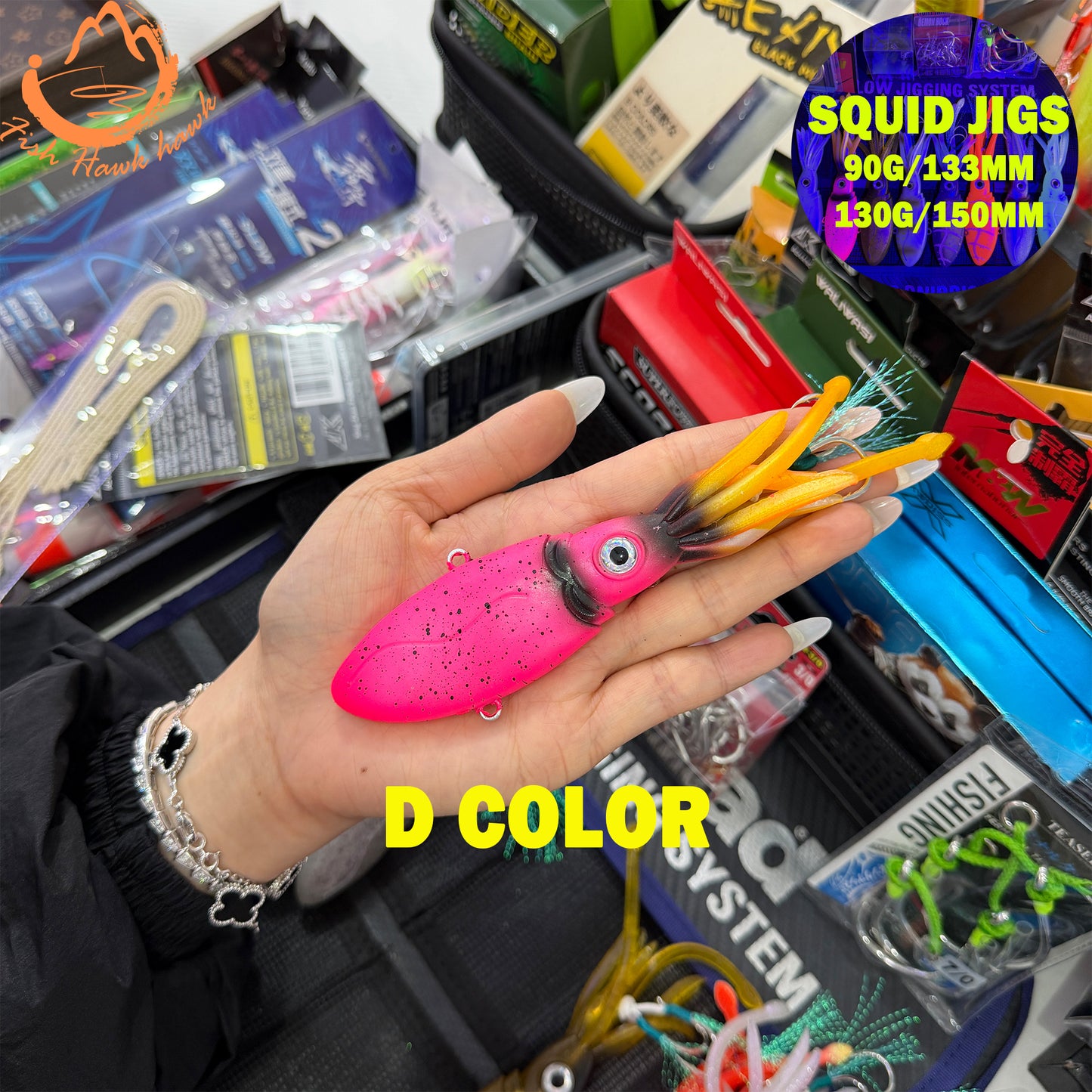 Glow Weighted Metal ABS Soft Squid Jig Octopus Lure 40g 50g 90g 130g 170g 200g 250g Saltwater Jigging Fishing Bait 3D Eyes UV Night Offshore Tuna jigs lure