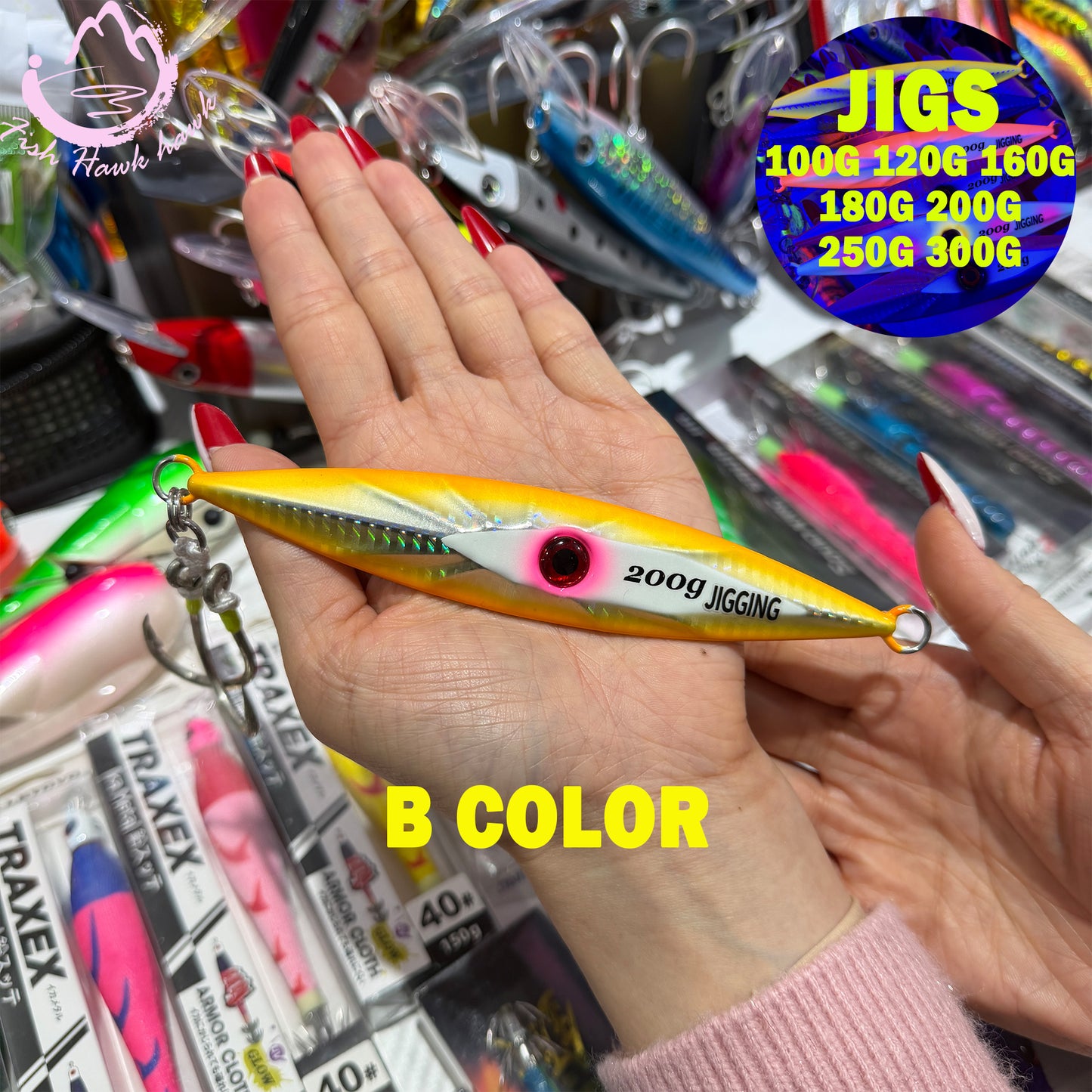 New 100g 300g Luminous Slow Pitch Jigging Lure for Saltwater High Strength Metal Jig for Deep Sea Tuna Snapper & Grouper jigs lure