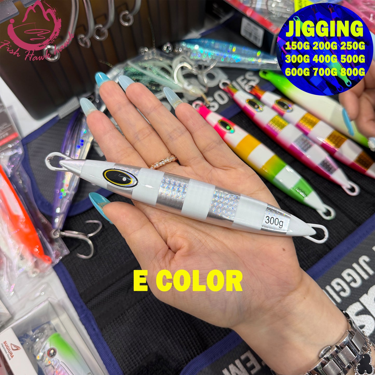 #28 Glow Slow Pitch Metal Jigging Jigs Lure 150g 200g 250g 300g 400g 500g 600g 700g 800g