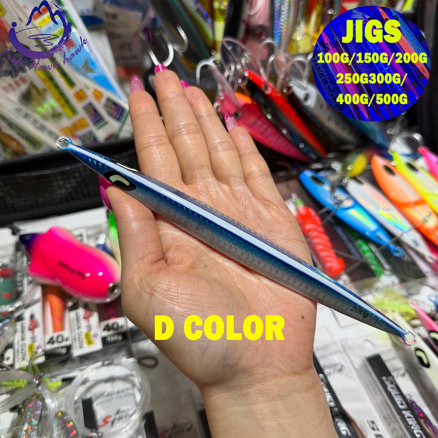 New Premium Slow Pitch Jigging Metal Fishing Lure 100g 150g 200g 250g 300g 400g 500g Flat Fall Deep Sea Saltwater Assist Hooks jigs