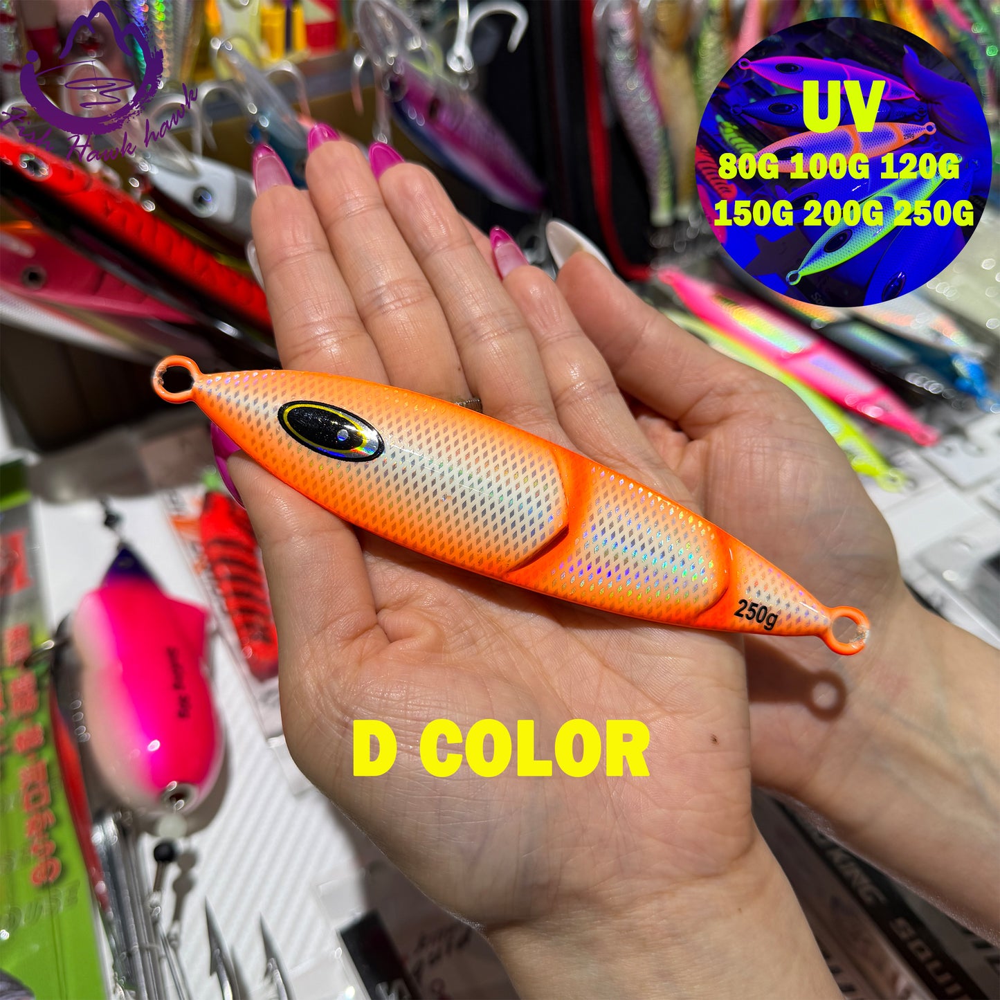 New Premium Metal Slow Pitch Jigs Fishing Lure Flat Fall Flutter Action 80g 100g 120g 150g 200g 250g Saltwater Deep Sea Assist Hook for Tuna & Kingfish