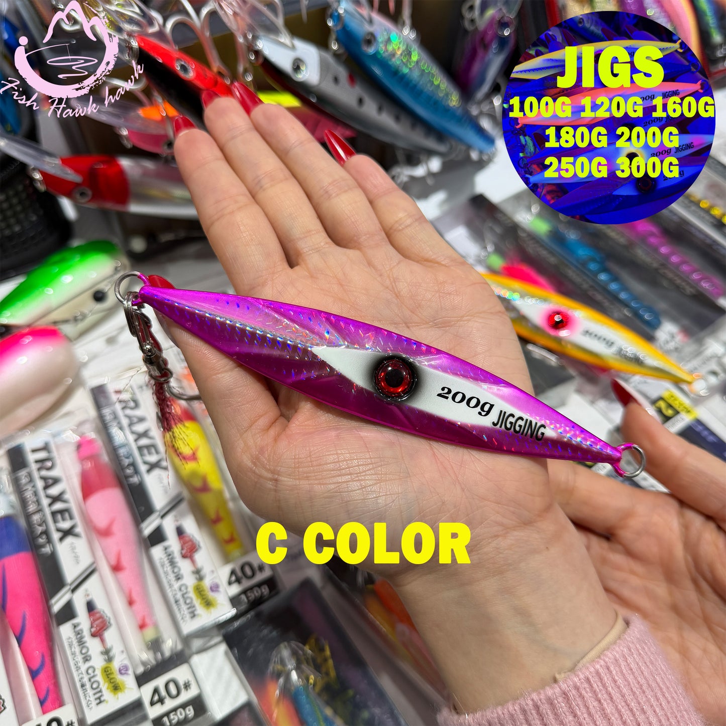 New 100g 300g Luminous Slow Pitch Jigging Lure for Saltwater High Strength Metal Jig for Deep Sea Tuna Snapper & Grouper jigs lure