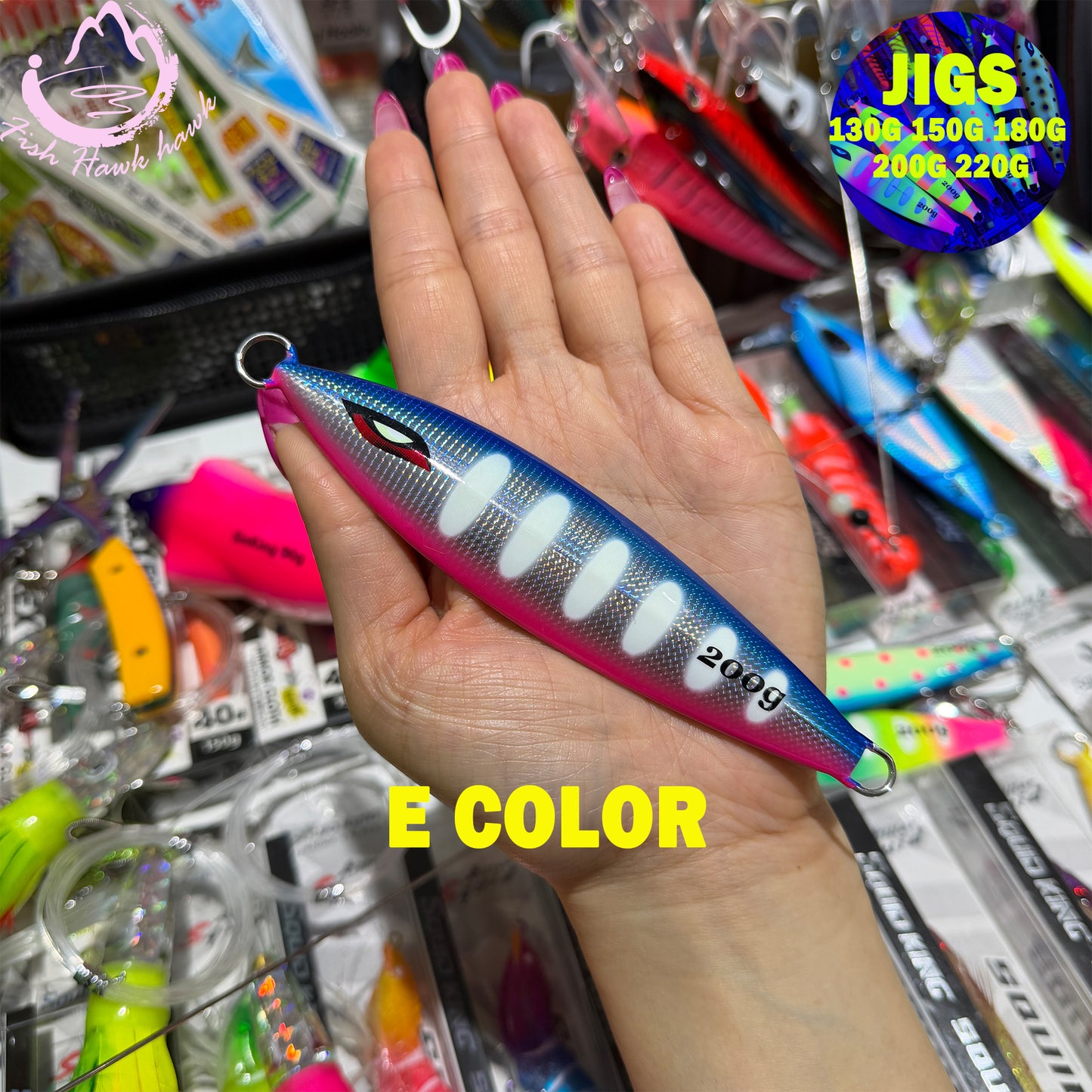 New Metal Jig Slow Fall/Slow-Pitch Jigging Lure130g-220g Glow Finish Double Assist Hooks Saltwater Deep Drop Salmon Fishing jigs lure