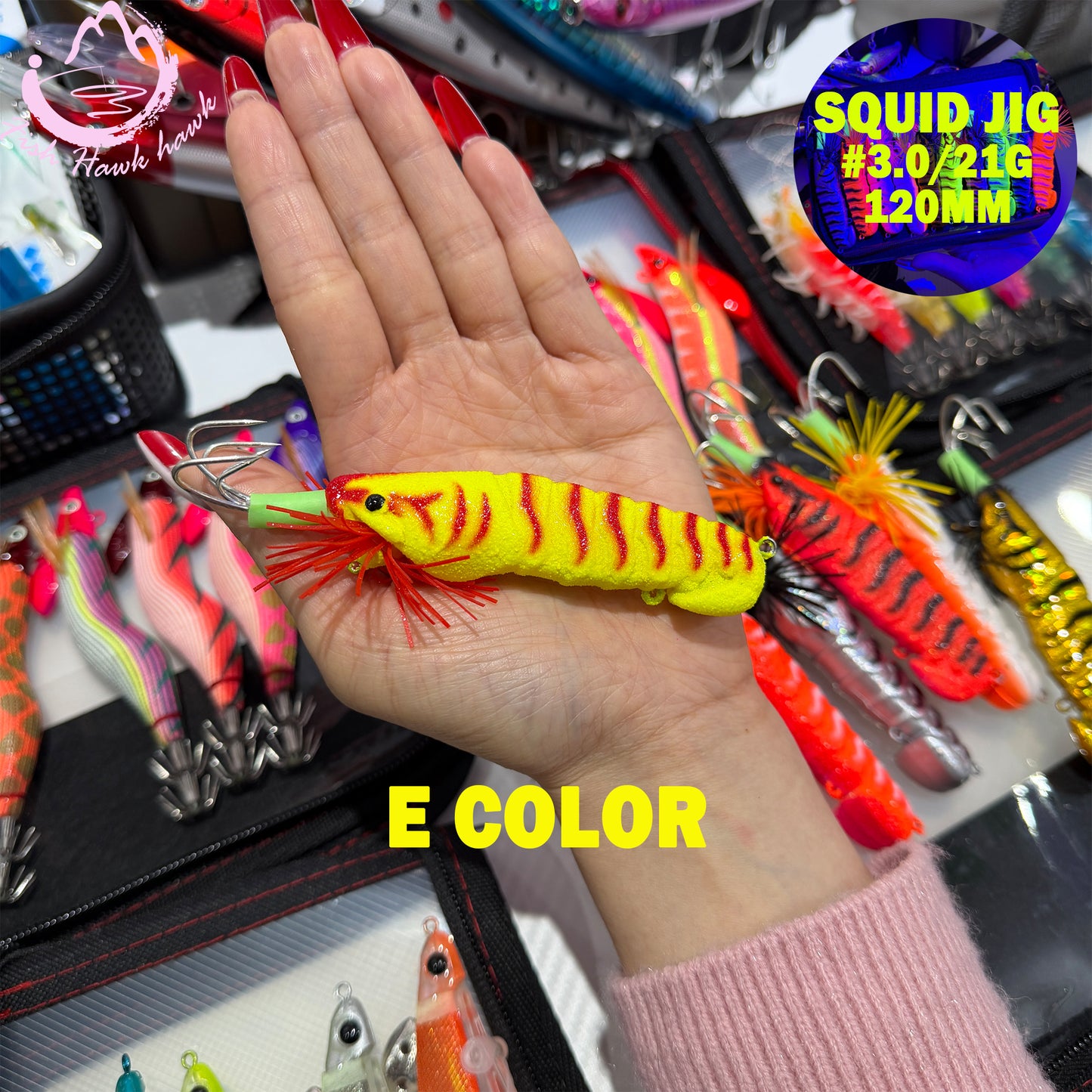 21g/120mm Luminous Squid Jigs Set Saltwater Squid Hooks with Sharp Stainless Hooks for Night Fishing Squid Hook