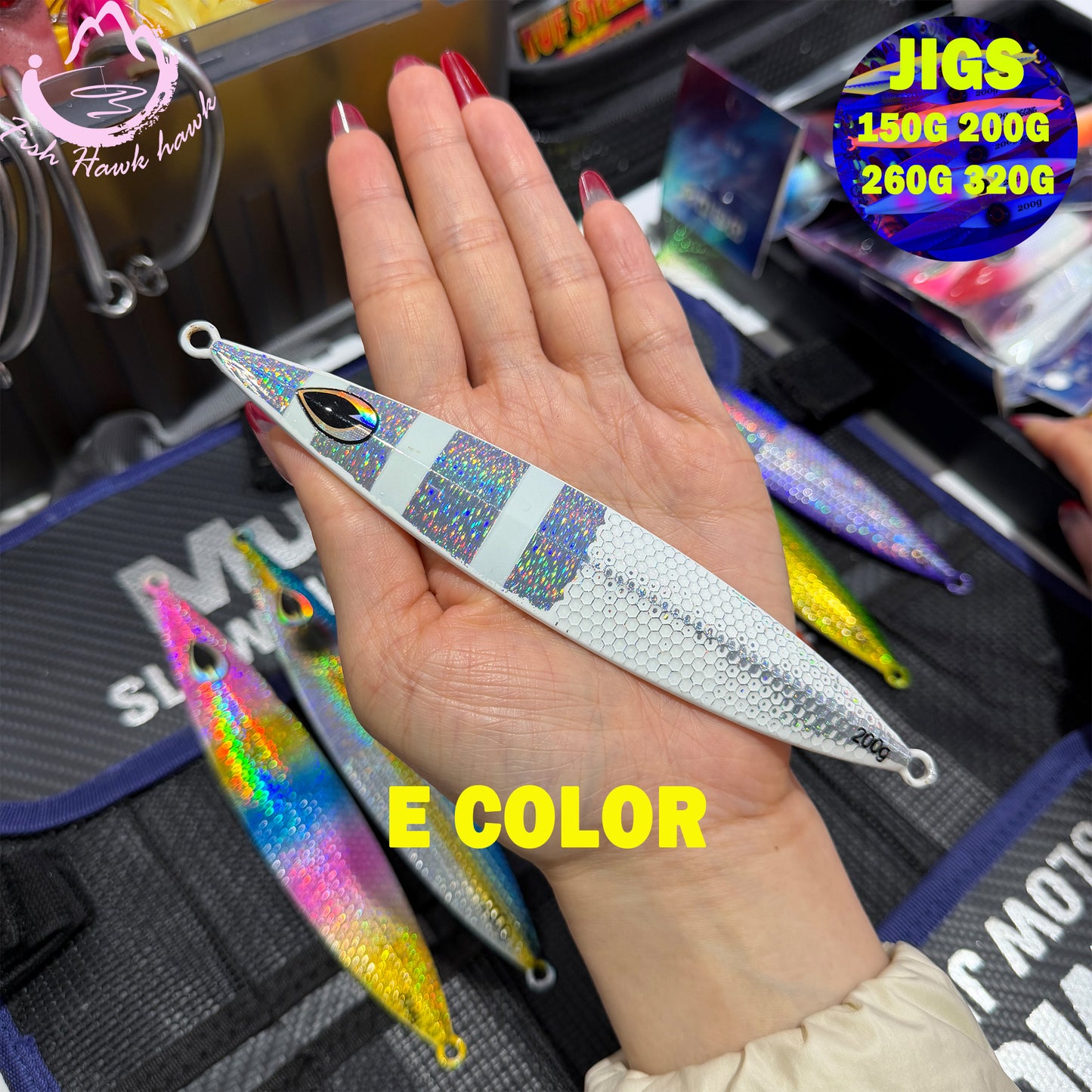 Slow Pitch Jigging Metal Jigs Lure 150g 200g 260g 320g Saltwater Offshore Jigs with 6 Colors for Tuna & Snapper jigs lure