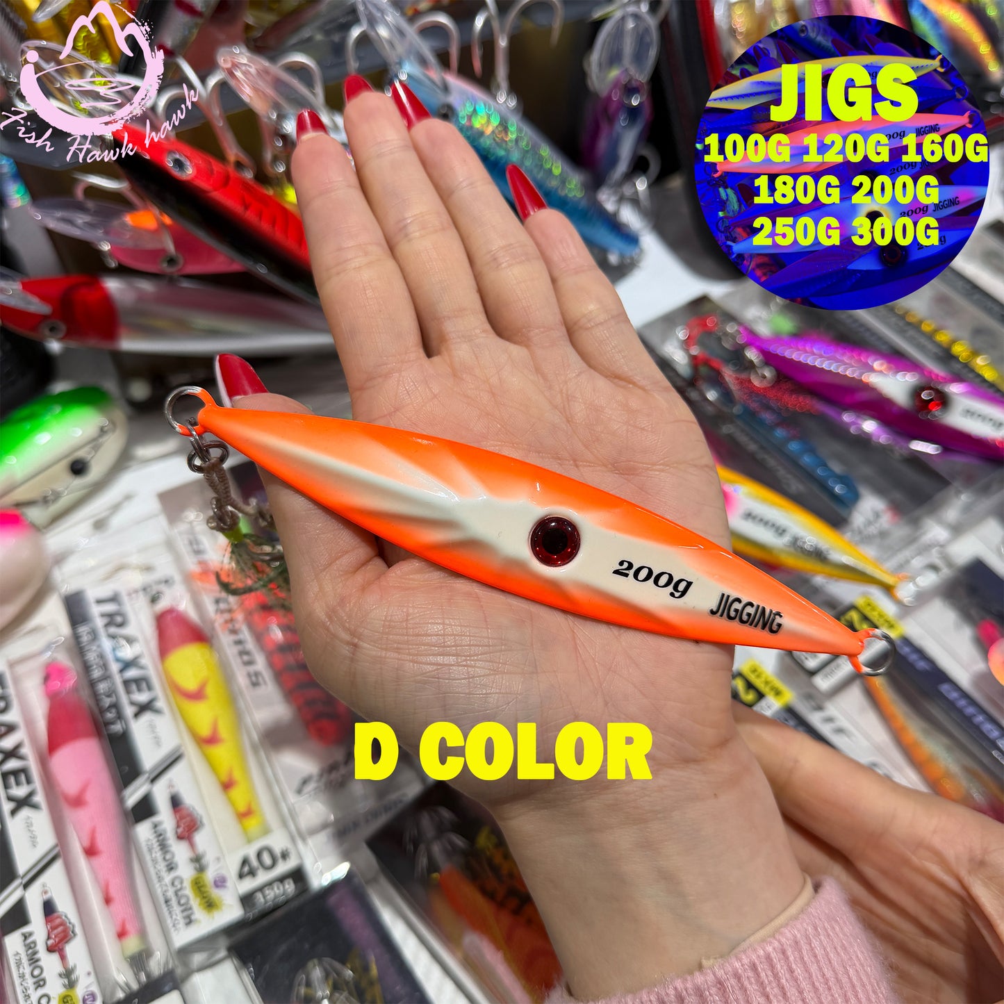 New 100g 300g Luminous Slow Pitch Jigging Lure for Saltwater High Strength Metal Jig for Deep Sea Tuna Snapper & Grouper jigs lure