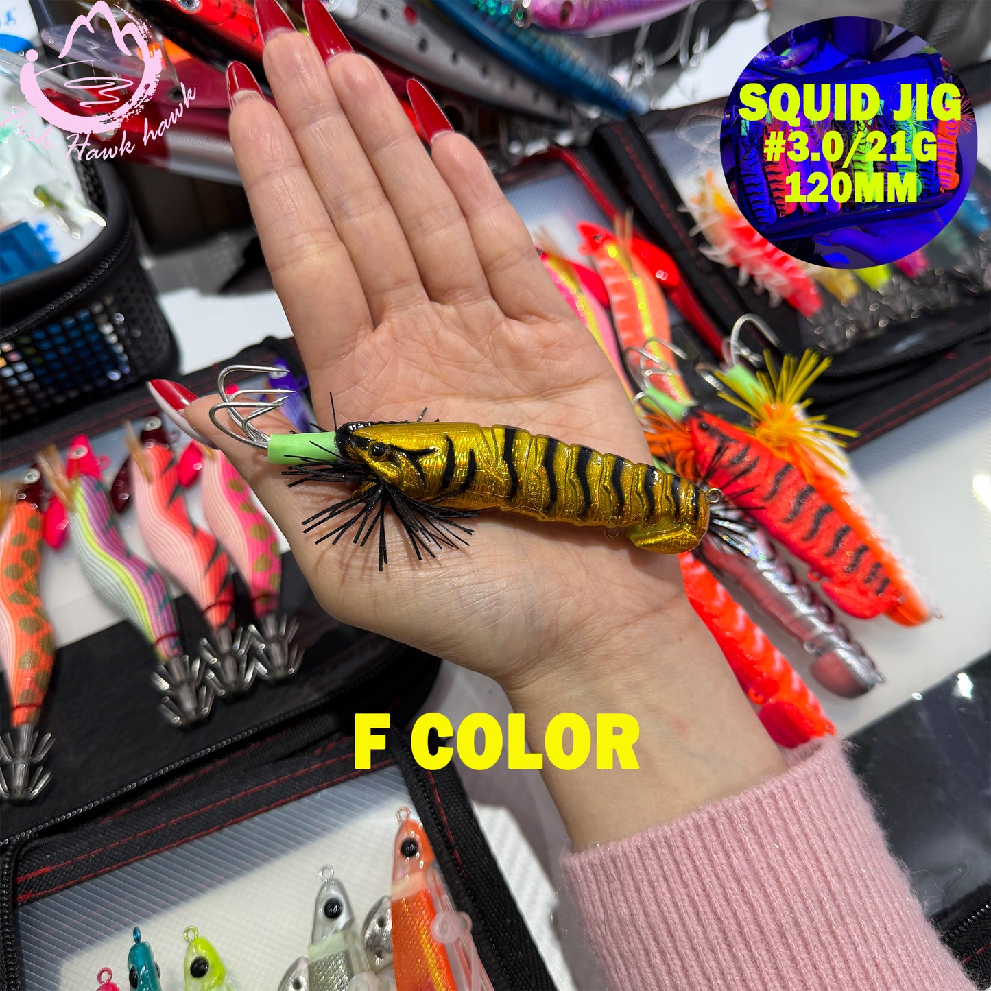 21g/120mm Luminous Squid Jigs Set Saltwater Squid Hooks with Sharp Stainless Hooks for Night Fishing Squid Hook