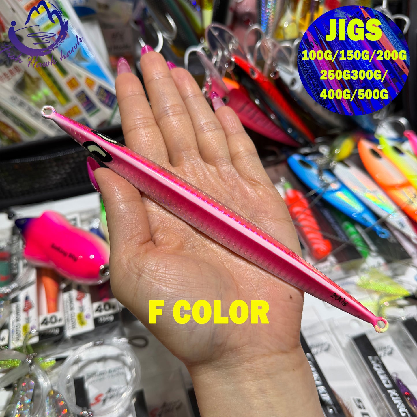 New Premium Slow Pitch Jigging Metal Fishing Lure 100g 150g 200g 250g 300g 400g 500g Flat Fall Deep Sea Saltwater Assist Hooks jigs
