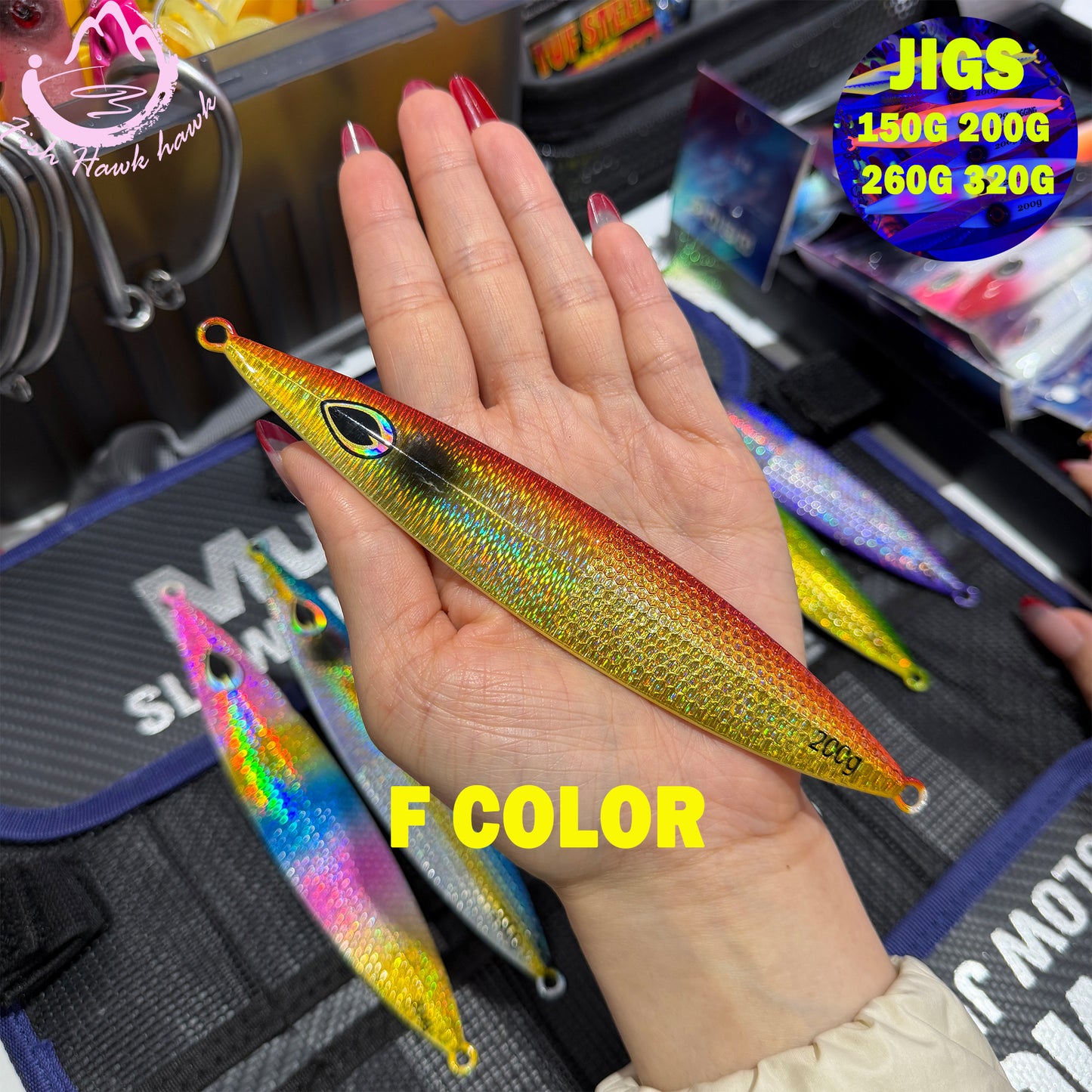 Slow Pitch Jigging Metal Jigs Lure 150g 200g 260g 320g Saltwater Offshore Jigs with 6 Colors for Tuna & Snapper jigs lure