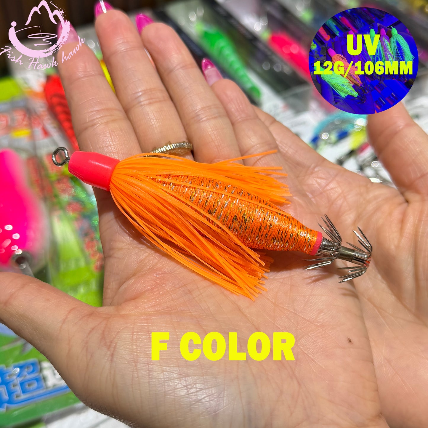 New 12g 106mm ABS PVC Midwater Night Glow UV Squid Jigs Premium Fishing Lures Squid Cuttlefish Octopus UV Glow High Visibility Squid hook