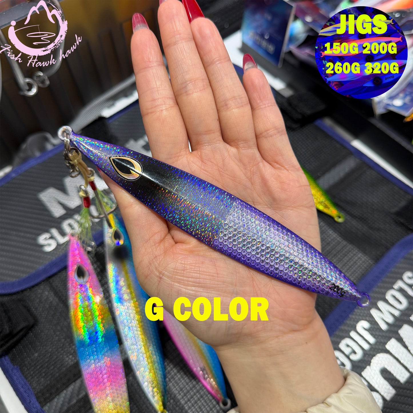 Slow Pitch Jigging Metal Jigs Lure 150g 200g 260g 320g Saltwater Offshore Jigs with 6 Colors for Tuna & Snapper jigs lure