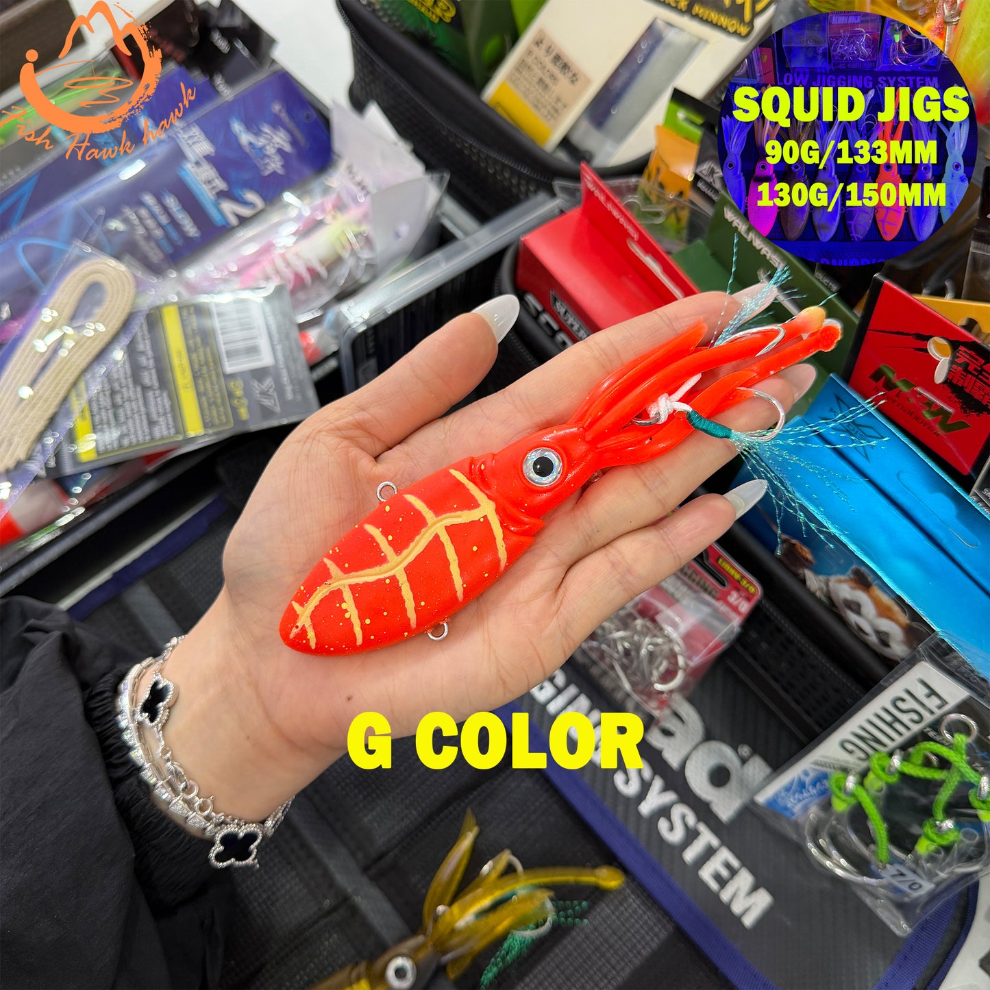 Glow Weighted Metal ABS Soft Squid Jig Octopus Lure 40g 50g 90g 130g 170g 200g 250g Saltwater Jigging Fishing Bait 3D Eyes UV Night Offshore Tuna jigs lure