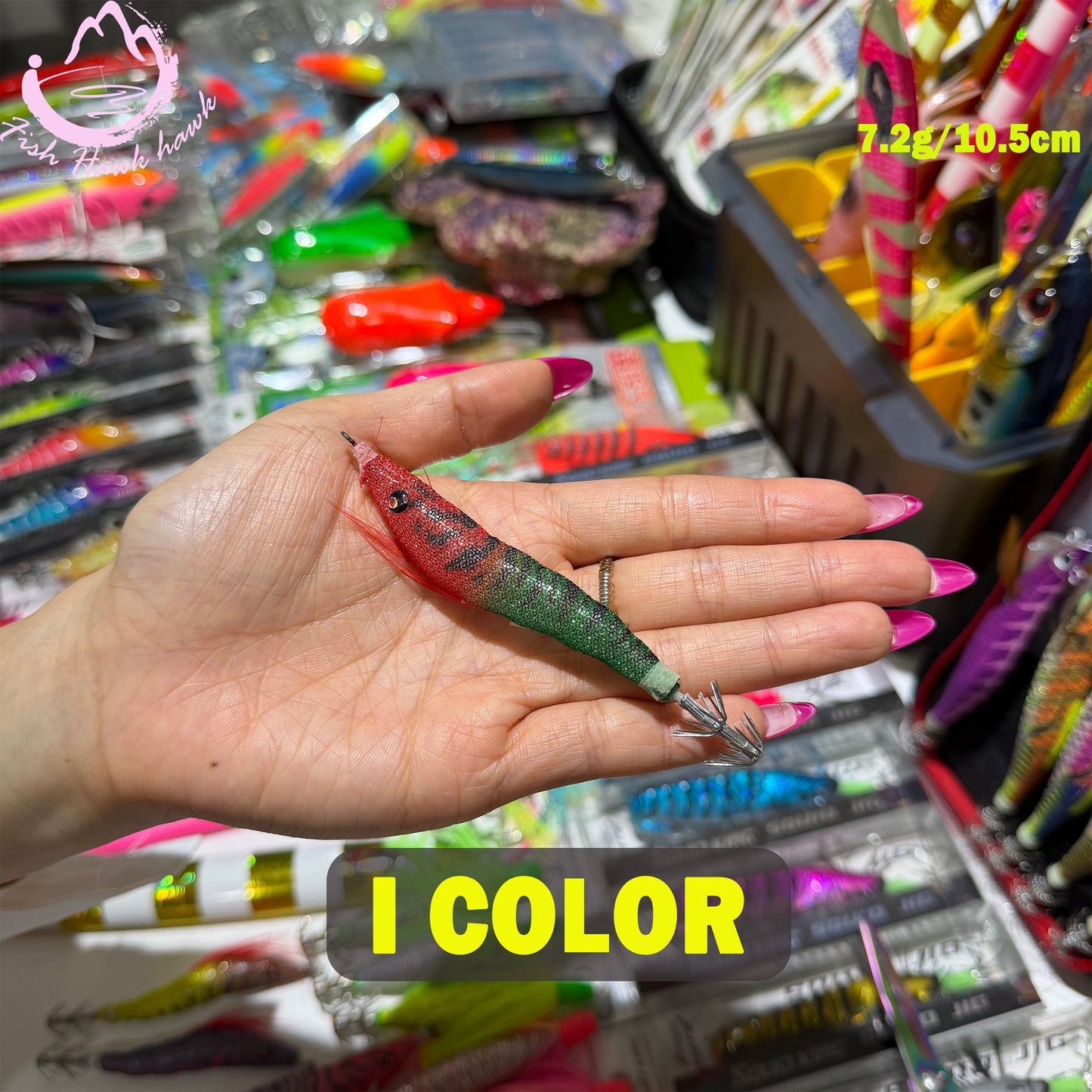 New 7.2g 10.5cm Glow Egi PVC Squid Jig Lure with LED Light for Saltwater Fishing Midwater Bait Cuttlefish & Squid 3D Eyes Squid hook