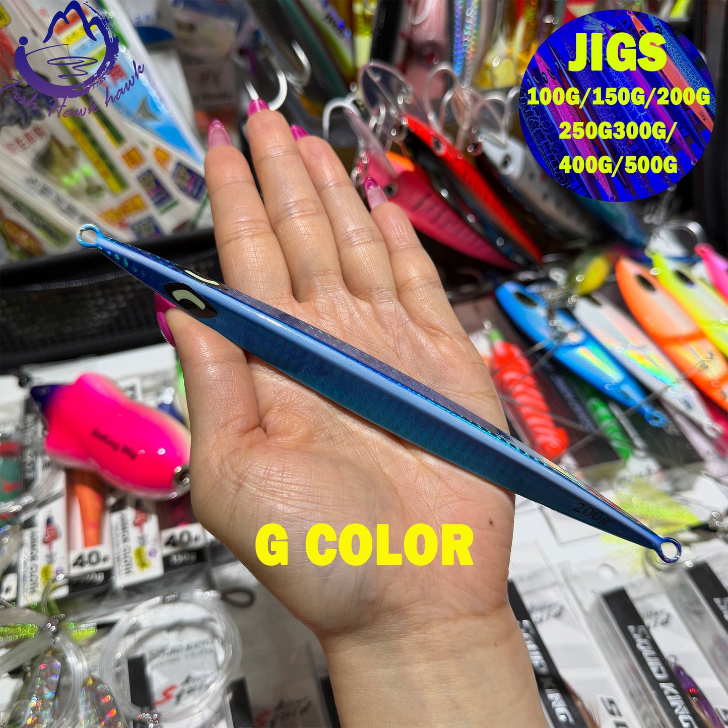 New Premium Slow Pitch Jigging Metal Fishing Lure 100g 150g 200g 250g 300g 400g 500g Flat Fall Deep Sea Saltwater Assist Hooks jigs