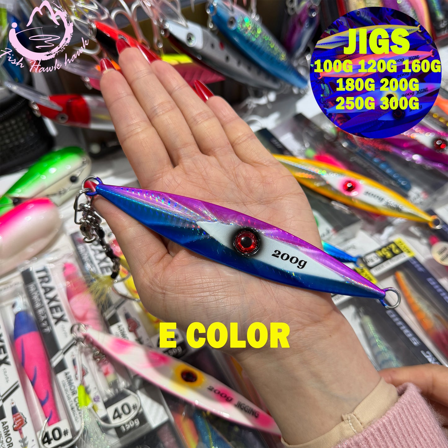 New 100g 300g Luminous Slow Pitch Jigging Lure for Saltwater High Strength Metal Jig for Deep Sea Tuna Snapper & Grouper jigs lure