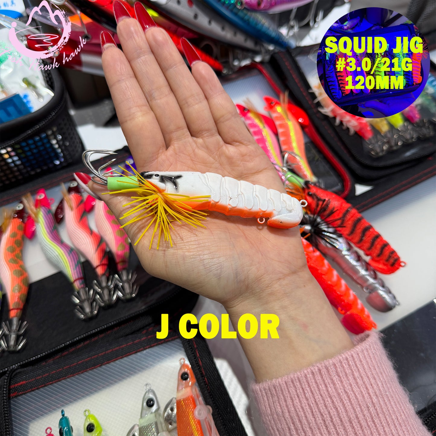 21g/120mm Luminous Squid Jigs Set Saltwater Squid Hooks with Sharp Stainless Hooks for Night Fishing Squid Hook