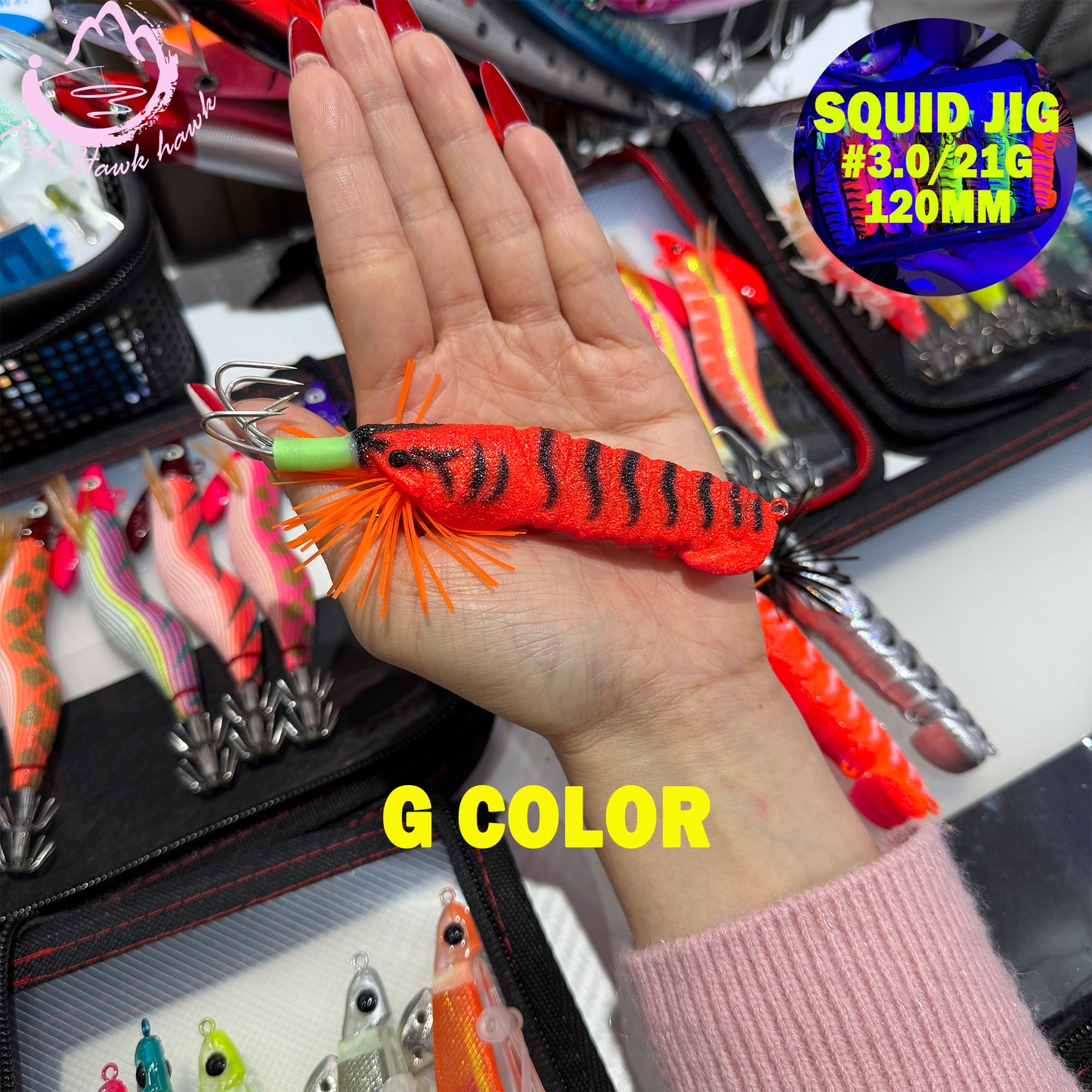 21g/120mm Luminous Squid Jigs Set Saltwater Squid Hooks with Sharp Stainless Hooks for Night Fishing Squid Hook