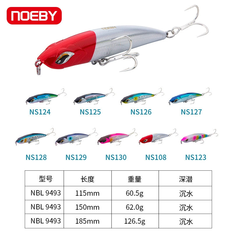 NOEBY Saltwater Pencil Bait/Stickbait/Minnow/Topwater/Popper Lure 115mm/60.5g