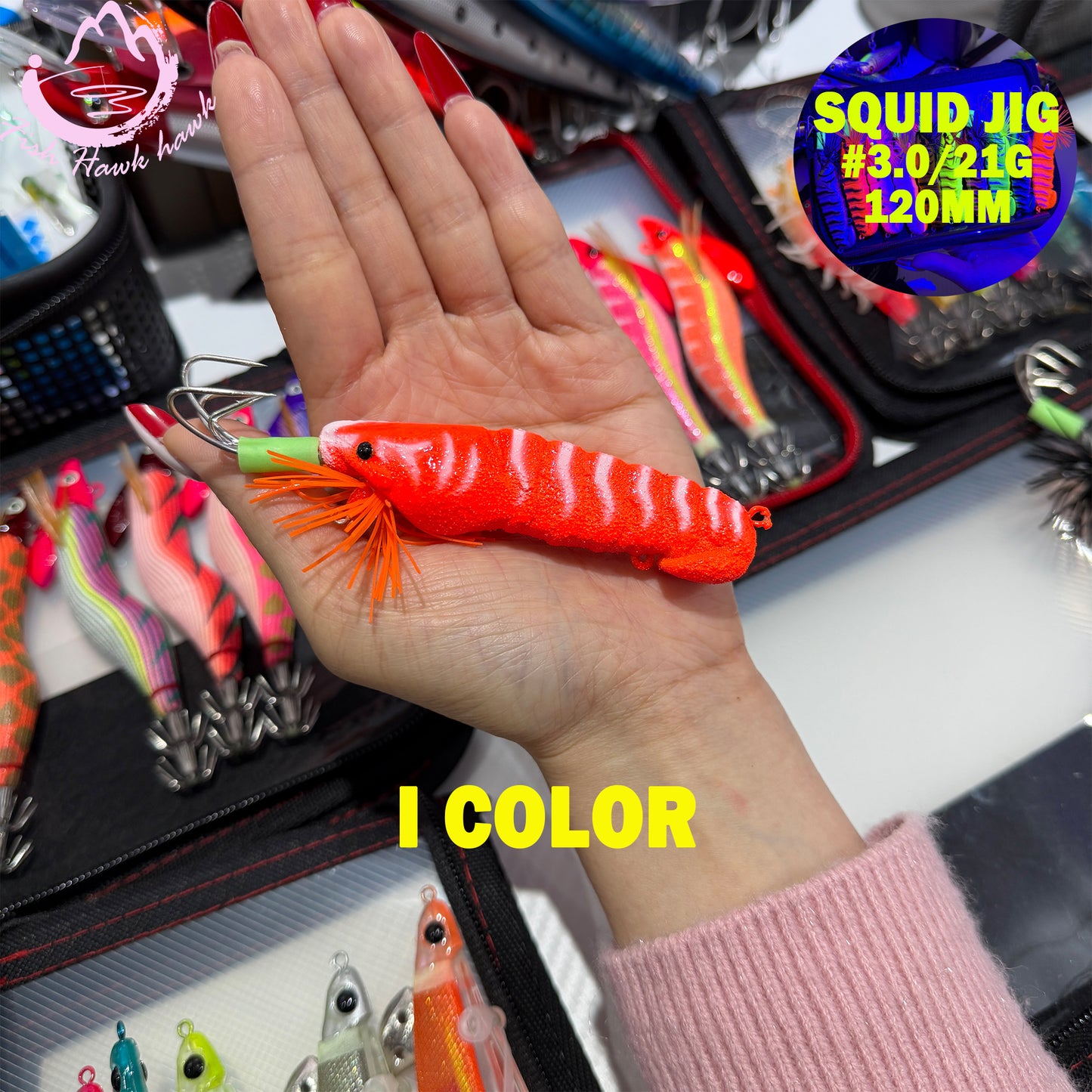 21g/120mm Luminous Squid Jigs Set Saltwater Squid Hooks with Sharp Stainless Hooks for Night Fishing Squid Hook