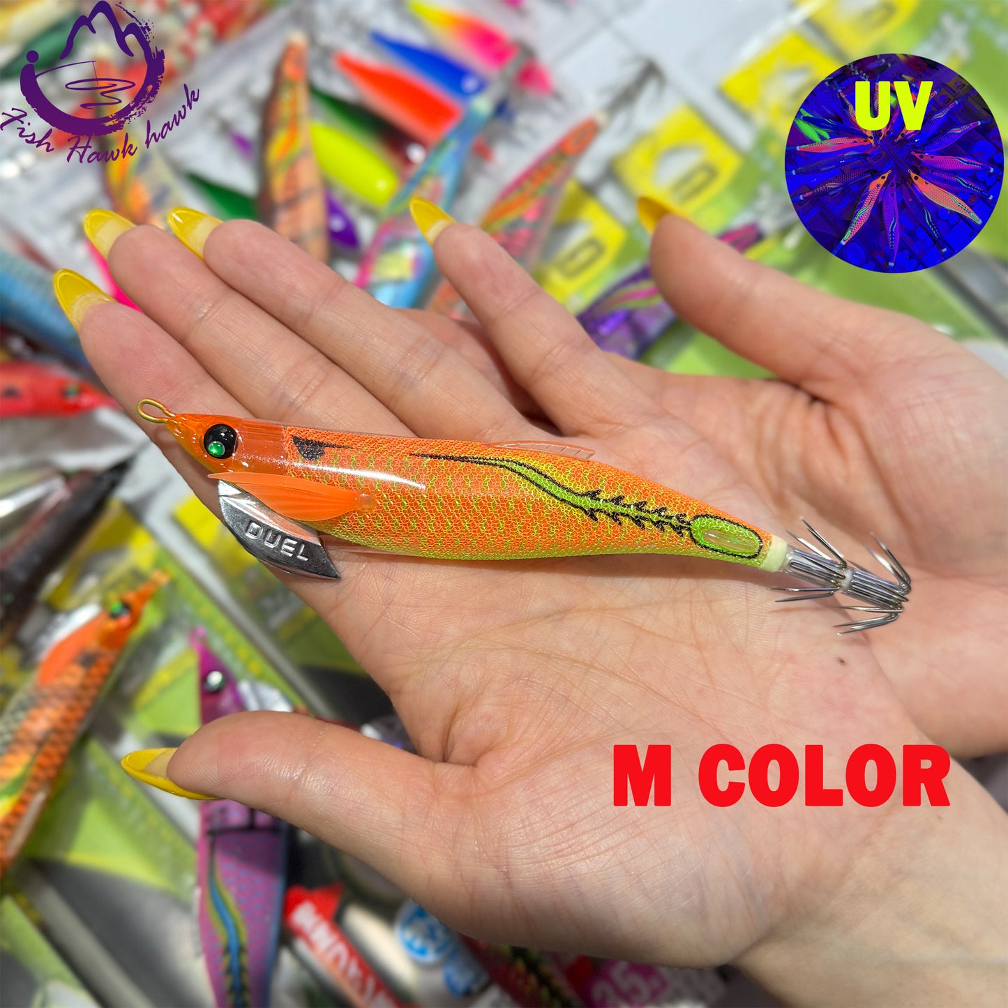 New #2.5 #3.0 #3.5 Rapid Sinking Artificial Luminous Squid Jigging Bait Wood Shrimp Hooks for Saltwater Tackle Fishing Lure