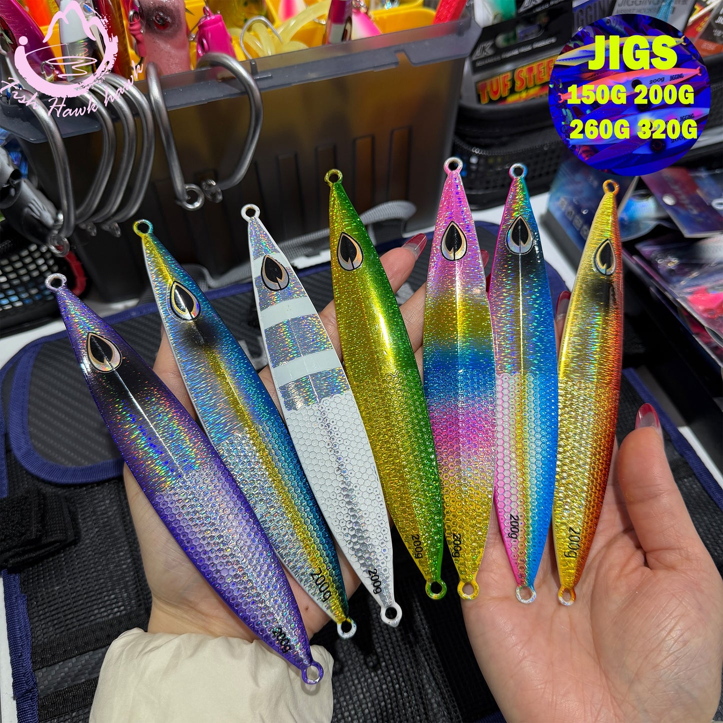 Slow Pitch Jigging Metal Jigs Lure 150g 200g 260g 320g Saltwater Offshore Jigs with 6 Colors for Tuna & Snapper jigs lure