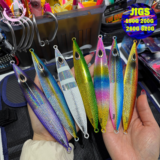 Slow Pitch Jigging Metal Jigs Lure 150g 200g 260g 320g Saltwater Offshore Jigs with 6 Colors for Tuna & Snapper jigs lure