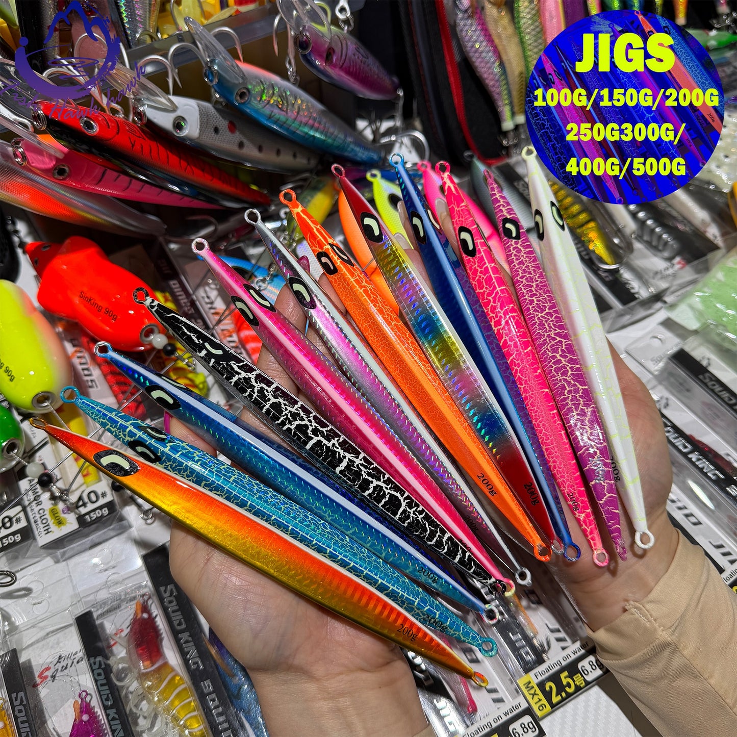 New Premium Slow Pitch Jigging Metal Fishing Lure 100g 150g 200g 250g 300g 400g 500g Flat Fall Deep Sea Saltwater Assist Hooks jigs