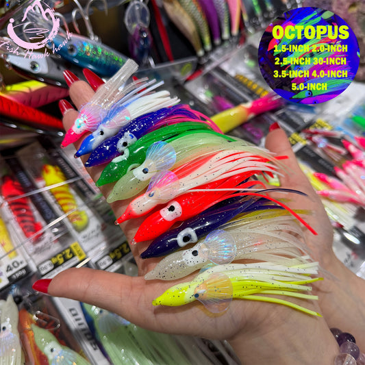 New Luminous Soft Octopus Lure UV Glow Squid Skirt Bait Glow in the Dark Octopus Soft Jig for Saltwater Tuna Mahi Snapper soft bait