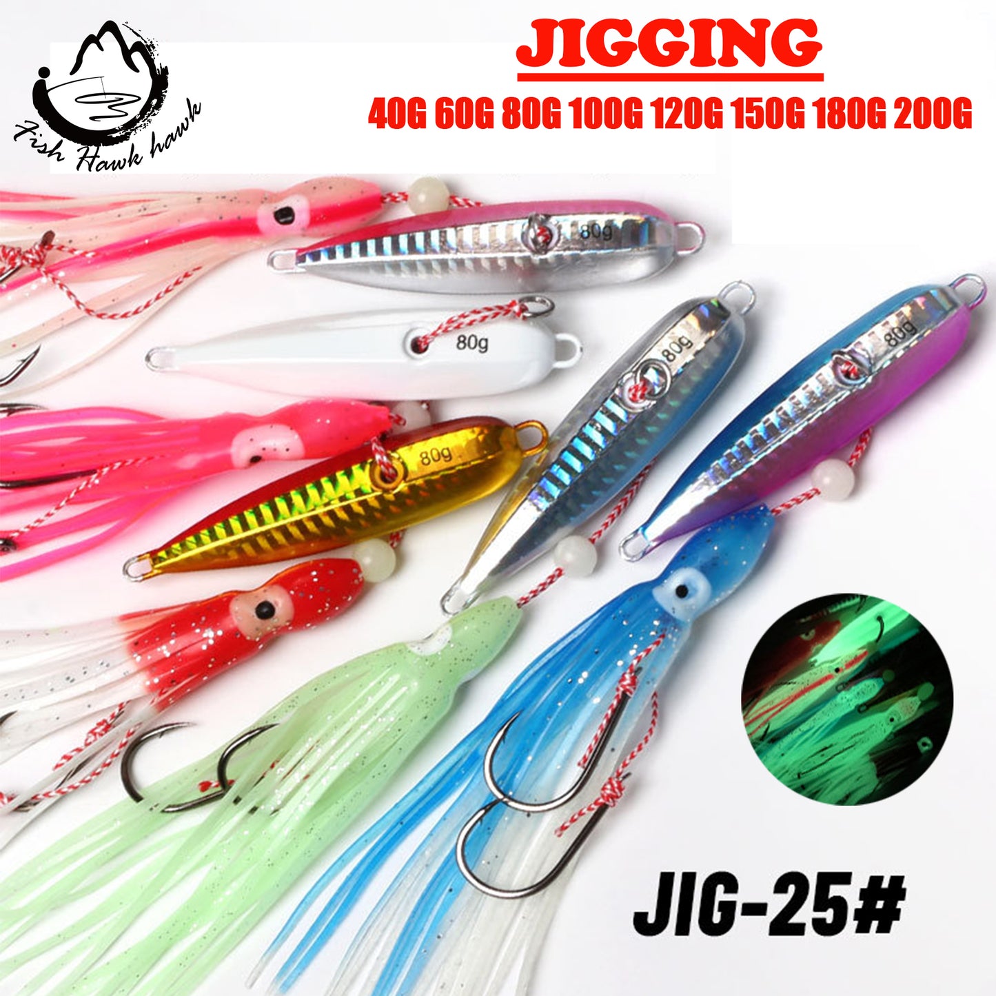 #100 Slow Pitch Jigs40g 60g 80g 100g 120g 150g 180g 200g