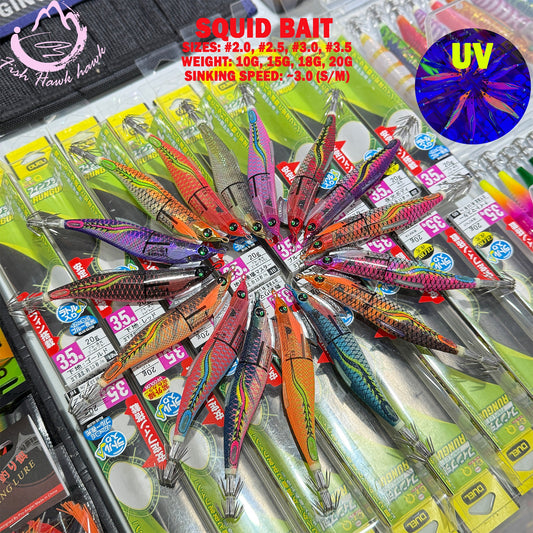 New #2.5 #3.0 #3.5 Rapid Sinking Artificial Luminous Squid Jigging Bait Wood Shrimp Hooks for Saltwater Tackle Fishing Lure