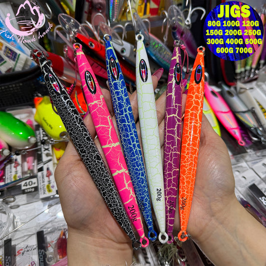 New Premium Slow-Pitch Jigging Metal Fishing Lure 80g 100g 120g 150g 200g 250g 300g 400g 500g 600g 750g Flat-Fall Saltwater Deep Sea Assist Hooks for Tuna & Amberjack jigs