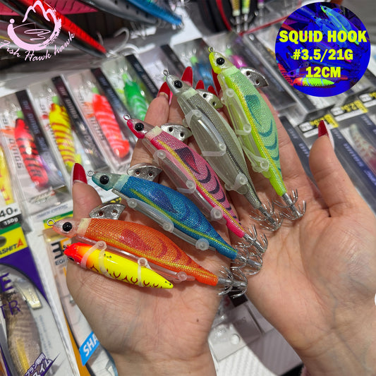 New #3.5/21g Live-Bait Wrap Squid Jig Real Fish Scent Boost EGI Lure, Sharp Hooks for Squid & Cuttlefish Fishing Squid Hook
