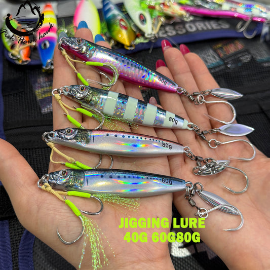 New Wholesale high quality 40g 60g 80g 3D printing small jack  jigs bait with high quality 1/0 2/0 3/0 4/0 5/0 assist hook for slow pitch jigging