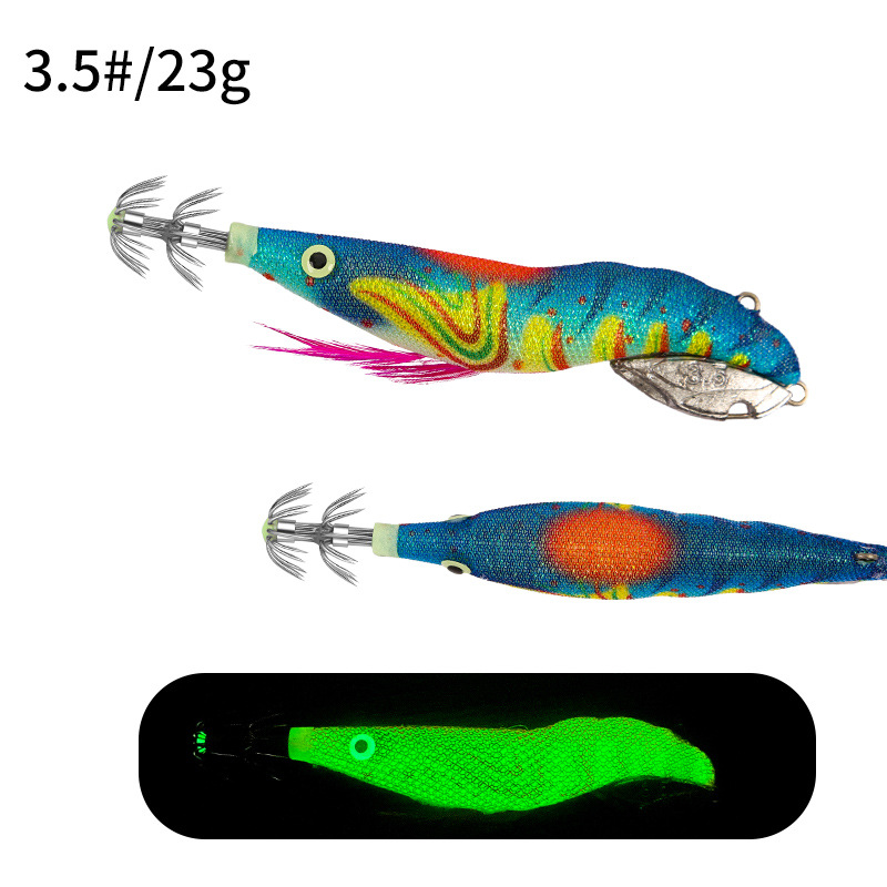 New Squid Hook #3.5/23g Rapid inkiSng Artificial Luminous Squid Jigging Bait Wood Shrimp Hooks for Saltwater Tackle Fishing Lure