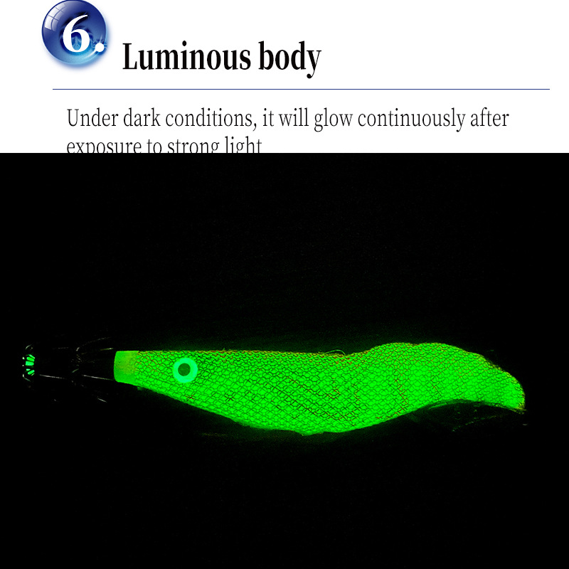 New Squid Hook #3.5/23g Rapid inkiSng Artificial Luminous Squid Jigging Bait Wood Shrimp Hooks for Saltwater Tackle Fishing Lure