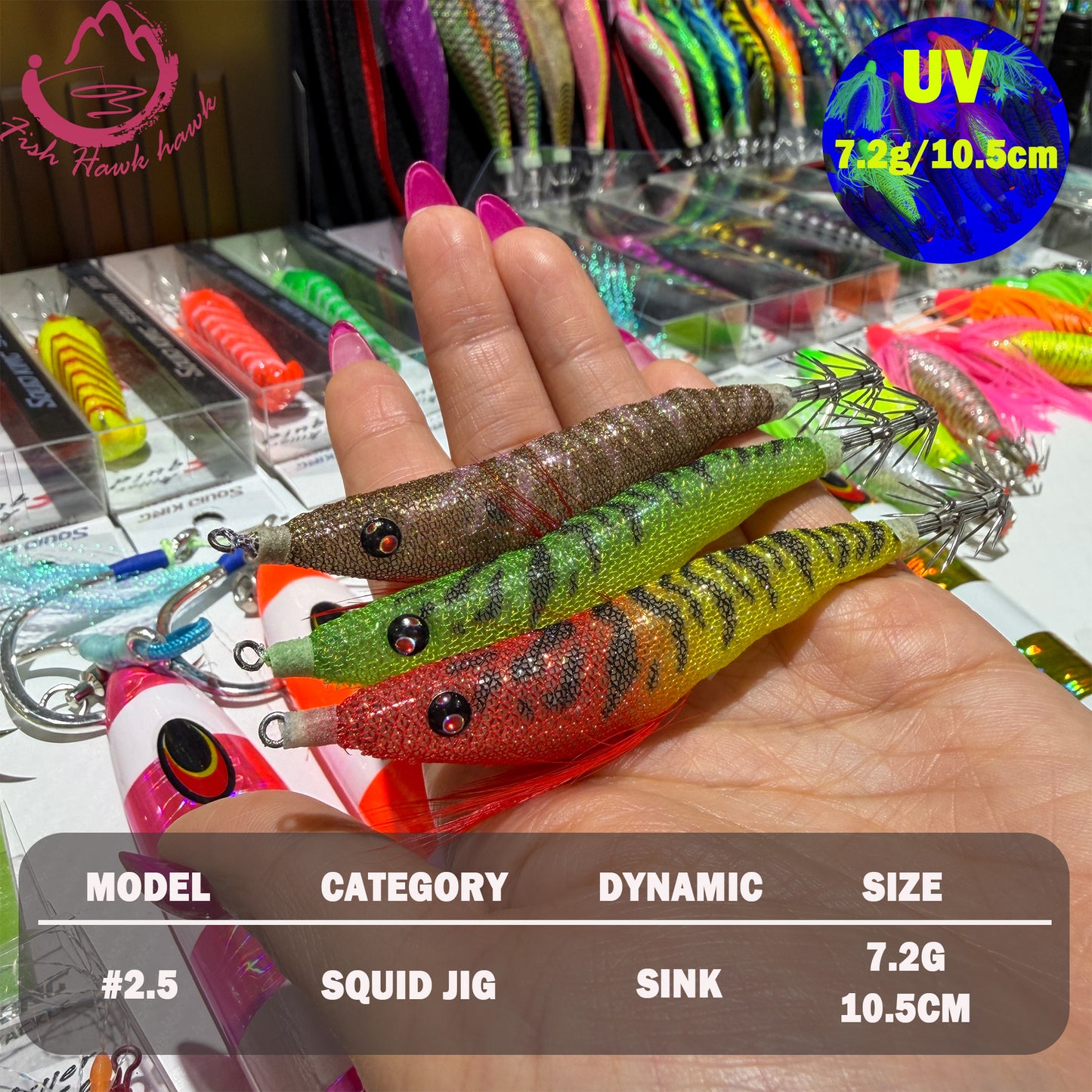 New 7.2g 10.5cm Glow Egi PVC Squid Jig Lure with LED Light for Saltwater Fishing Midwater Bait Cuttlefish & Squid 3D Eyes Squid hook
