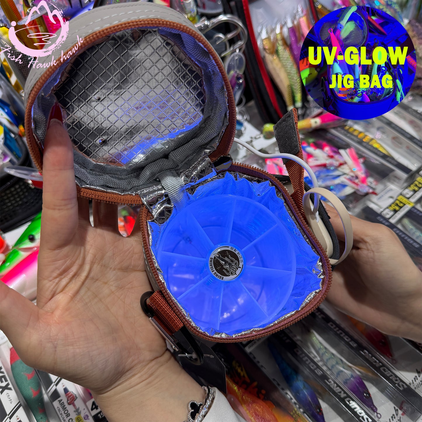 New Luminous Jig Storage Bag Waterproof Heavy Duty Jig Pouch with Multi Slots for Slow Pitch Metal Jigs Assist Hook Saltwater Tackle jig bag