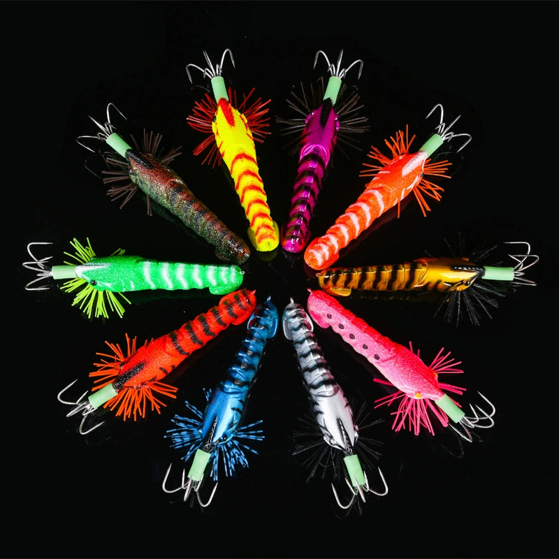 New Squid Hook  #3.5 /21g Rapid inkiSng Artificial Luminous Squid Jigging Bait Wood Shrimp Hooks for Saltwater Tackle Fishing Lure