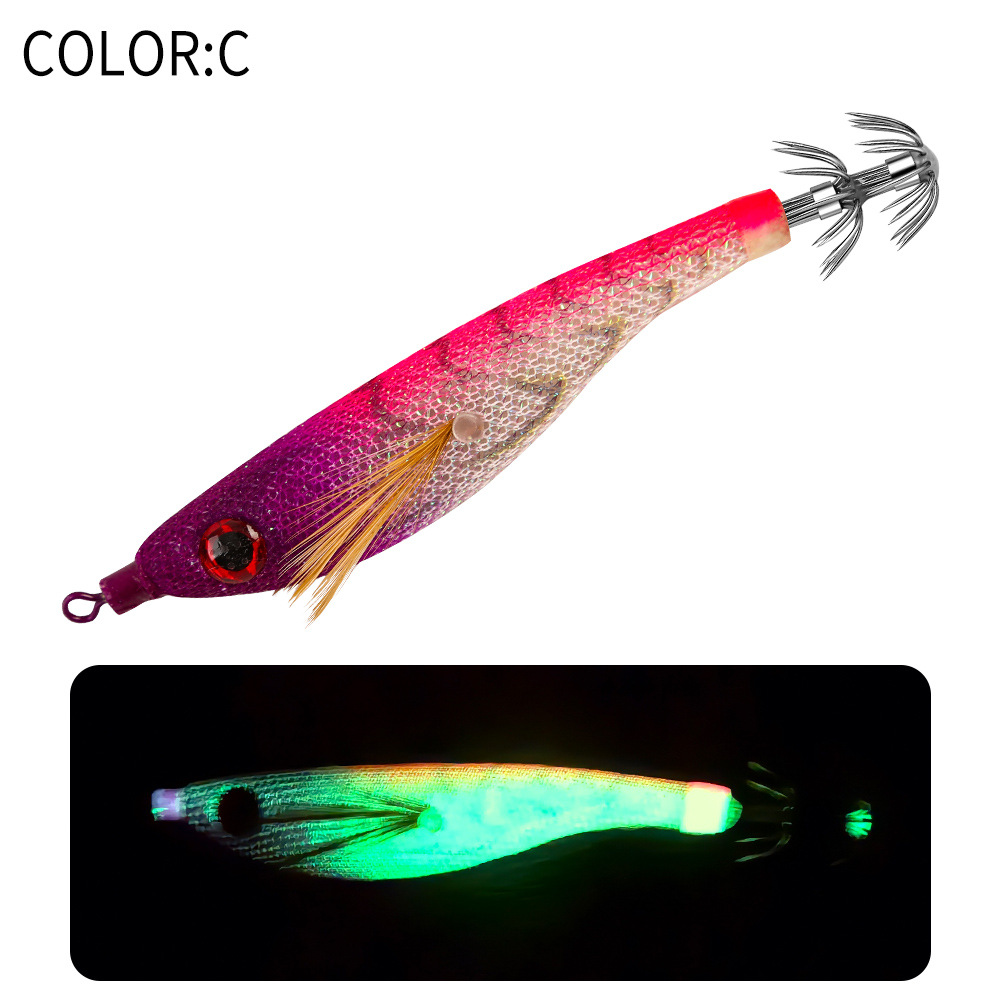 New Squid Hook #2.5/6.5g Rapid inkiSng Artificial Luminous Squid Jigging Bait Wood Shrimp Hooks for Saltwater Tackle Fishing Lure