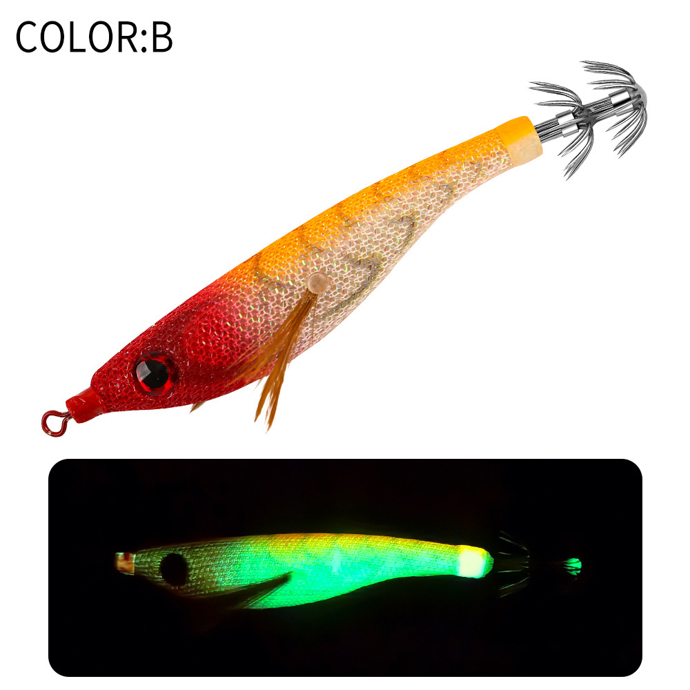 New Squid Hook #2.5/6.5g Rapid inkiSng Artificial Luminous Squid Jigging Bait Wood Shrimp Hooks for Saltwater Tackle Fishing Lure