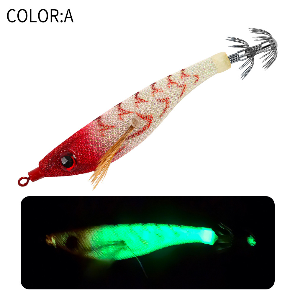 New Squid Hook #2.5/6.5g Rapid inkiSng Artificial Luminous Squid Jigging Bait Wood Shrimp Hooks for Saltwater Tackle Fishing Lure