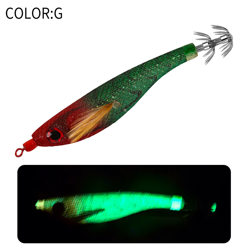 New Squid Hook #2.5/6.5g Rapid inkiSng Artificial Luminous Squid Jigging Bait Wood Shrimp Hooks for Saltwater Tackle Fishing Lure
