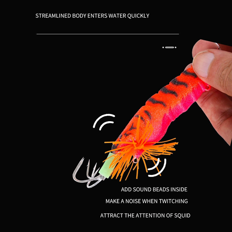 New Squid Hook  #3.5 /21g Rapid inkiSng Artificial Luminous Squid Jigging Bait Wood Shrimp Hooks for Saltwater Tackle Fishing Lure