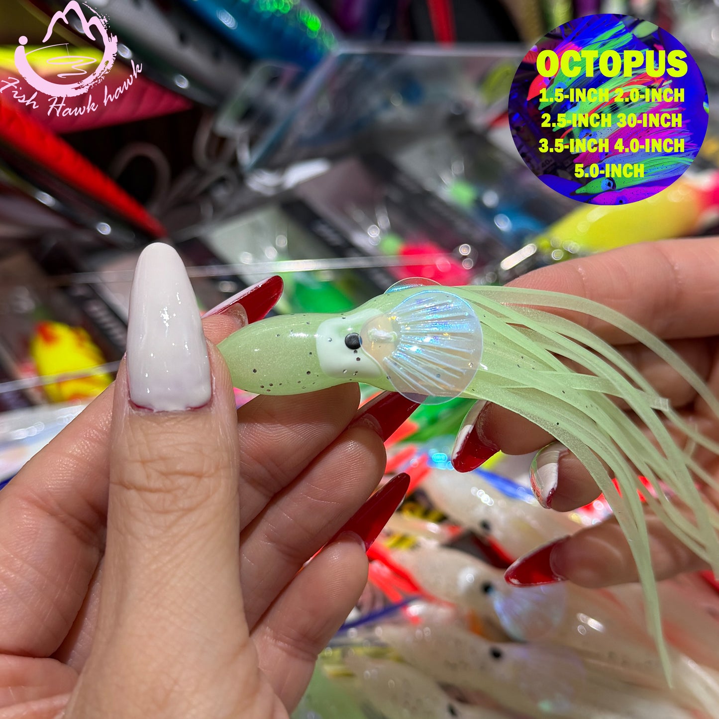 New Luminous Soft Octopus Lure UV Glow Squid Skirt Bait Glow in the Dark Octopus Soft Jig for Saltwater Tuna Mahi Snapper soft bait