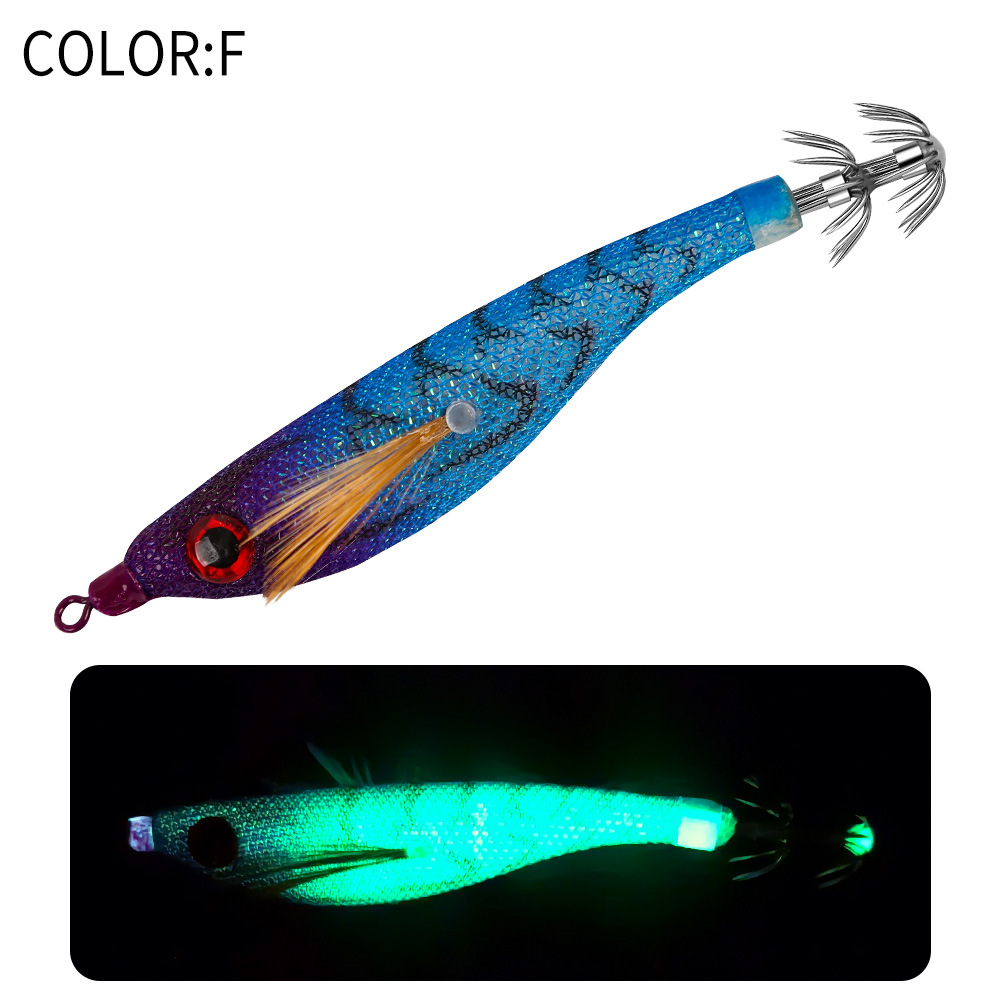 New Squid Hook #2.5/6.5g Rapid inkiSng Artificial Luminous Squid Jigging Bait Wood Shrimp Hooks for Saltwater Tackle Fishing Lure