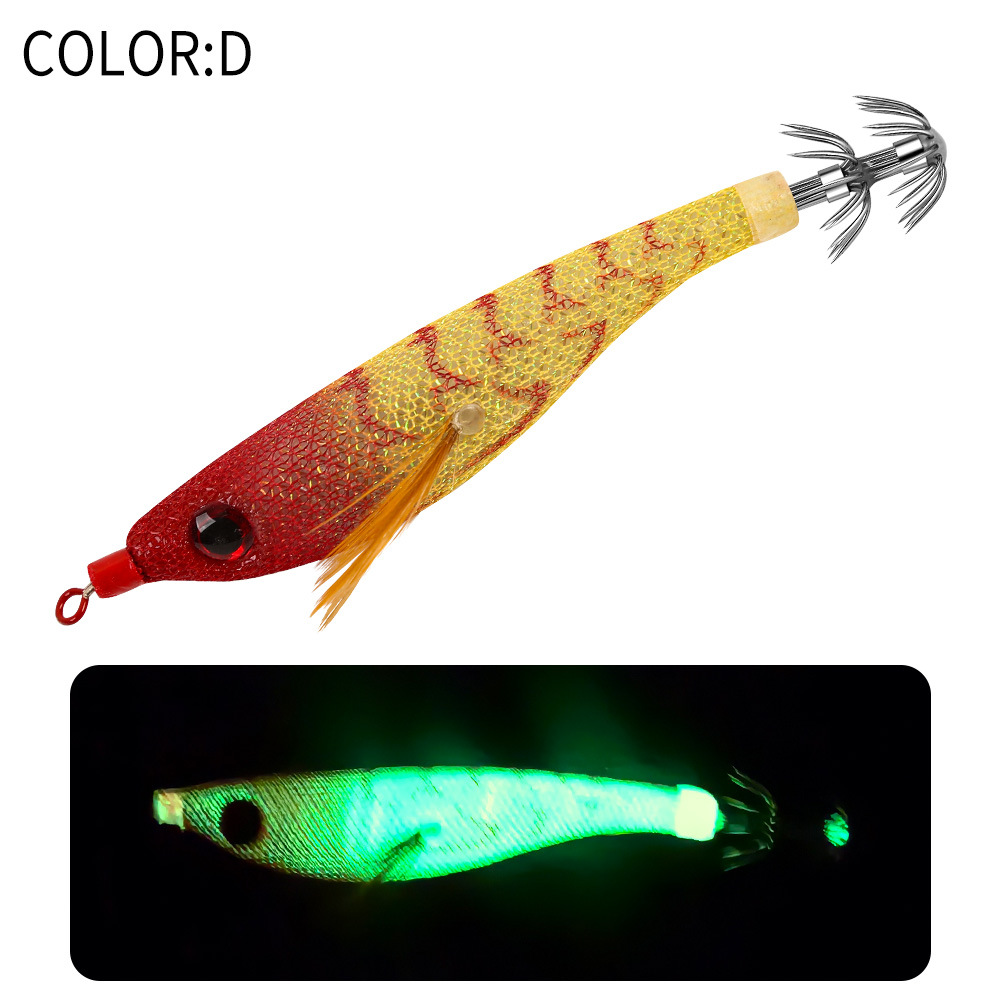 New Squid Hook #2.5/6.5g Rapid inkiSng Artificial Luminous Squid Jigging Bait Wood Shrimp Hooks for Saltwater Tackle Fishing Lure