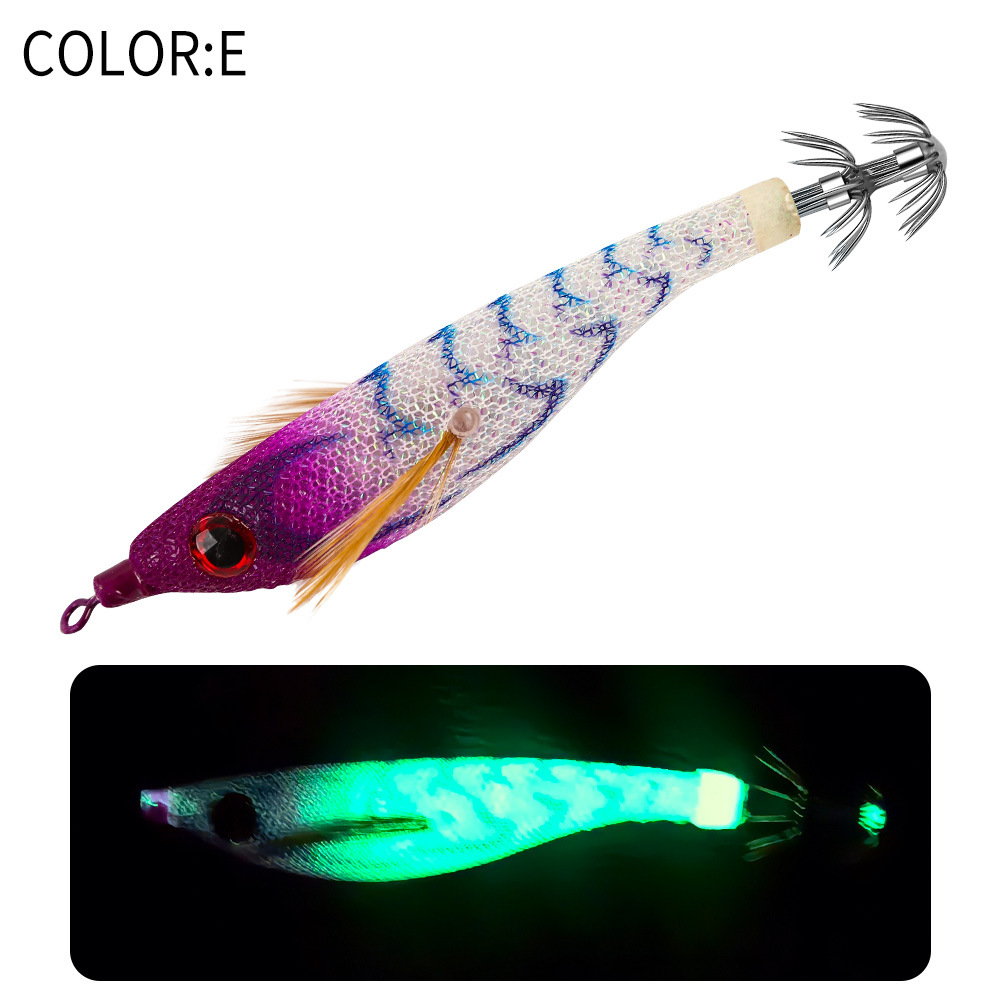 New Squid Hook #2.5/6.5g Rapid inkiSng Artificial Luminous Squid Jigging Bait Wood Shrimp Hooks for Saltwater Tackle Fishing Lure