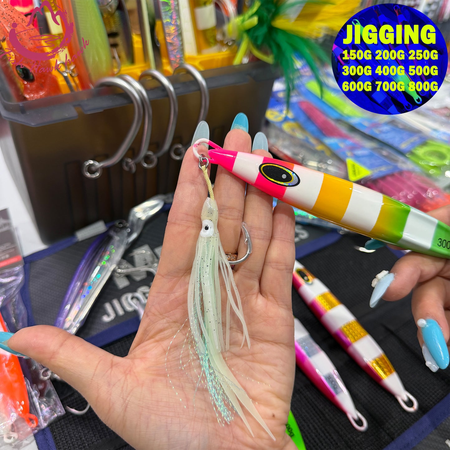#28 Glow Slow Pitch Metal Jigging Jigs Lure 150g 200g 250g 300g 400g 500g 600g 700g 800g